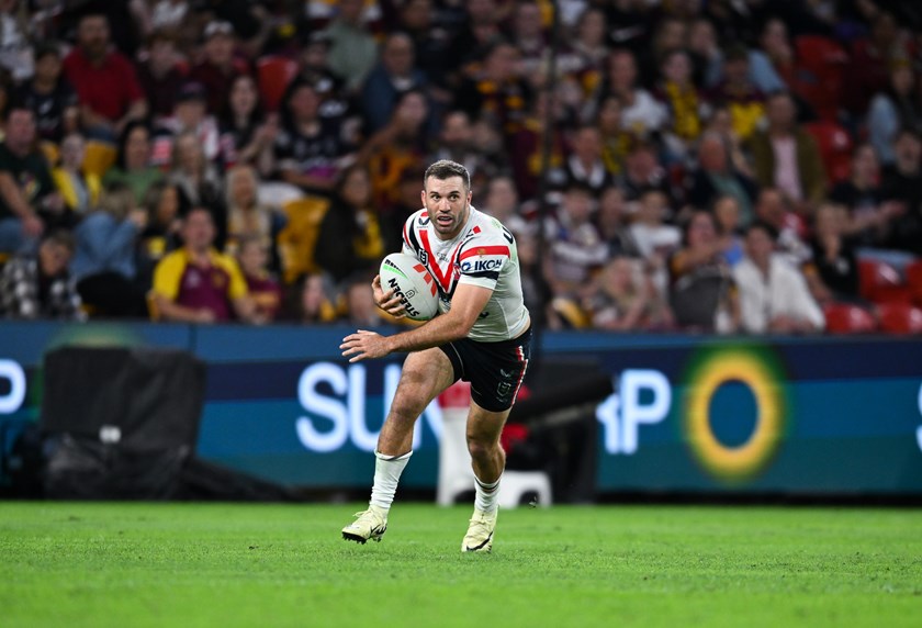 James Tedesco with the ball for the Roosters.