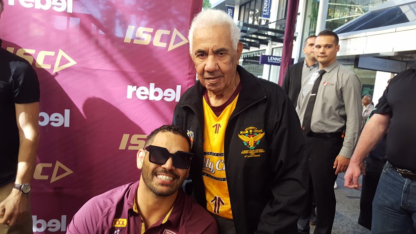 Lionel Morgan with Maroons great Greg Inglis.