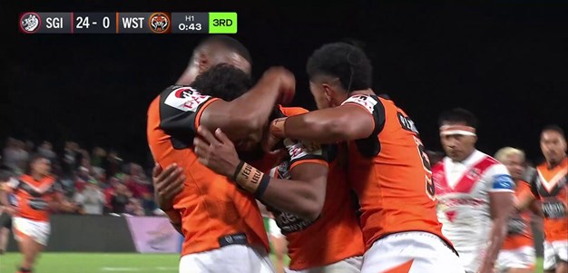 All tries from Dragons v Wests Tigers