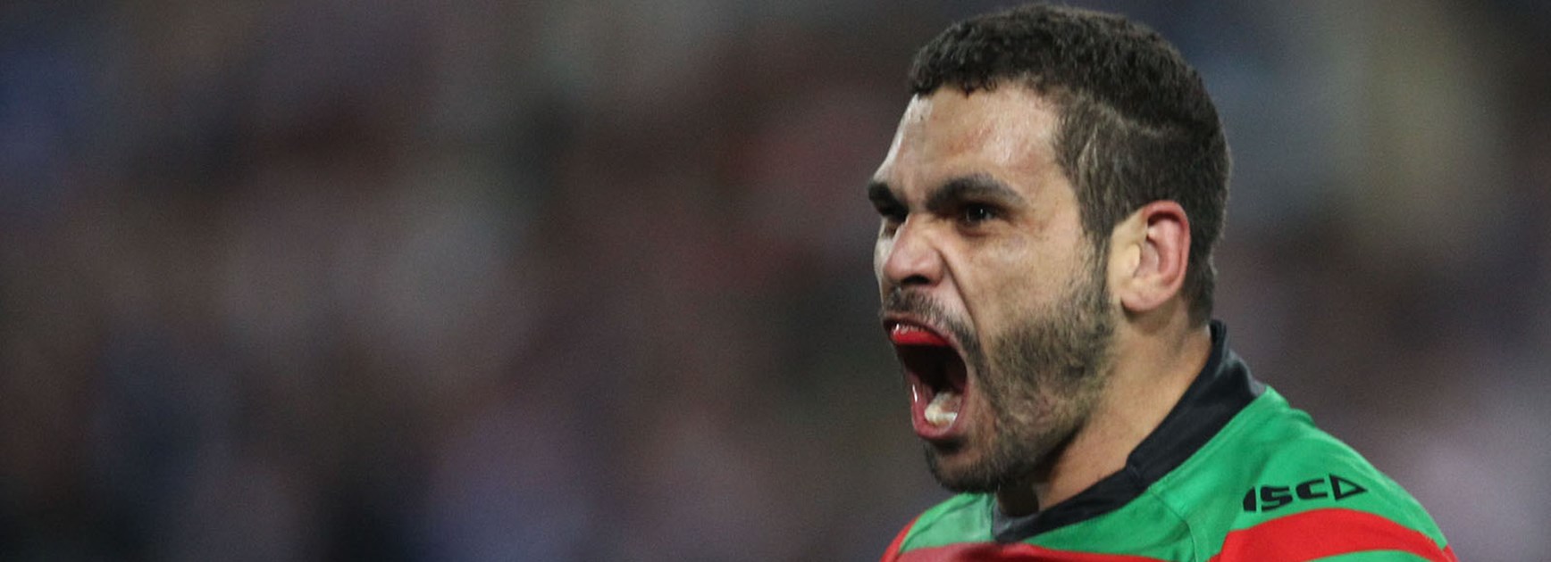 Greg Inglis celebrates as South Sydney charged towards their first Premiership in 43 years.