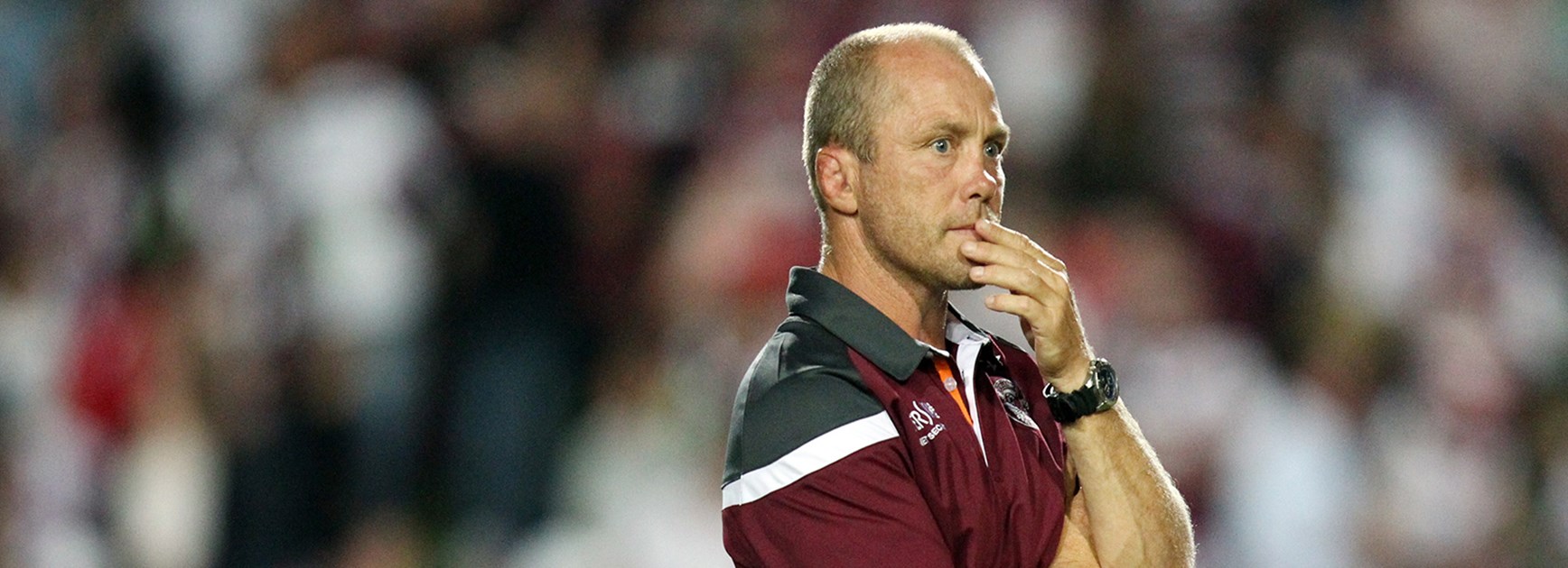 Manly Coach Geoff Toovey ponders a tough start to the year.