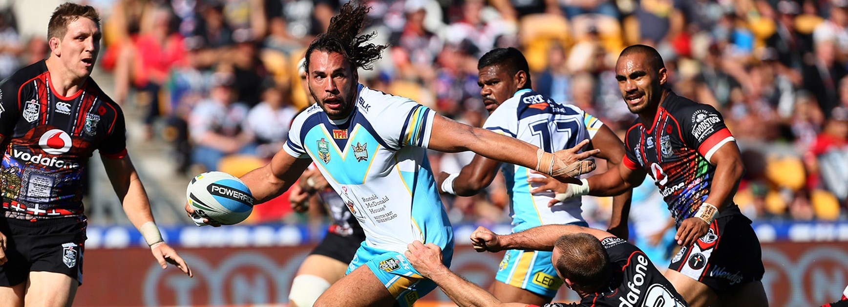 Gold Coast Titans forward Ryan James proved to be a handful for the Warriors in their Round 8 clash.