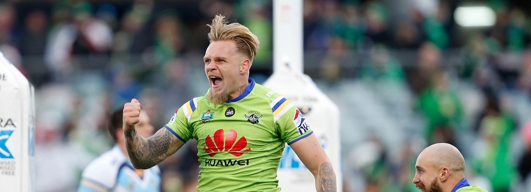 Canberra five-eighth Blake Austin was in fine form against the Titans, scoring two tries in Round 9 at GIO Stadium.