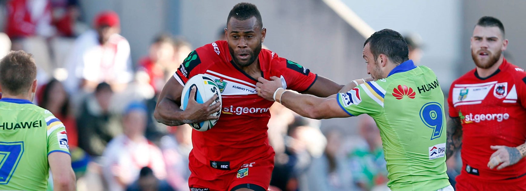 Dragons winger Eto Nabuli in action during his side's Round 10 win over the Raiders.