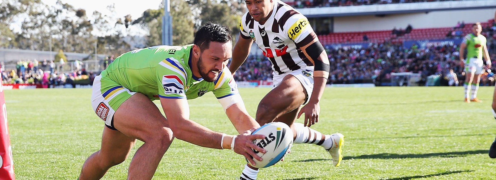 Raiders winger Jordan Rapana scored two tries against Penrith in Round 20 of the Telstra Premiership.