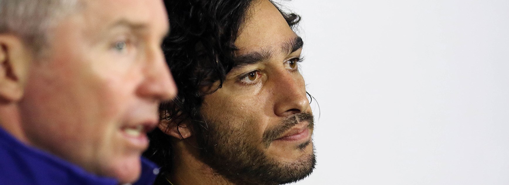 Cowboys coach Paul Green and captain Johnathan Thurston after their Round 22 loss to the Sharks.