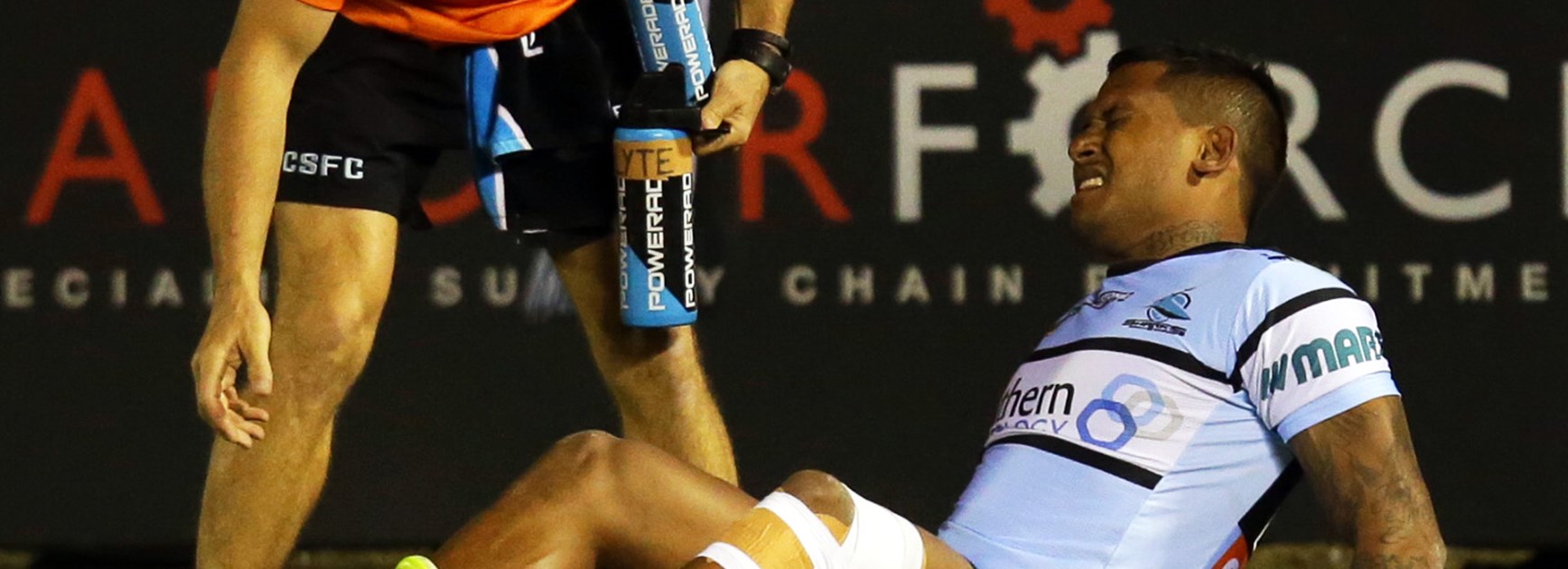 Sharks impact player Ben Barba was injured in Cronulla's loss to Melbourne on Monday.