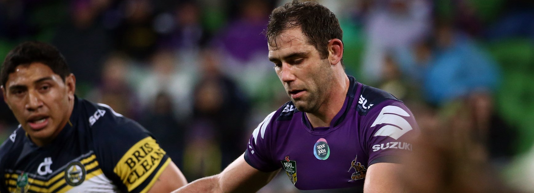 Cameron Smith in action against the Cowboys at AAMI Park.
