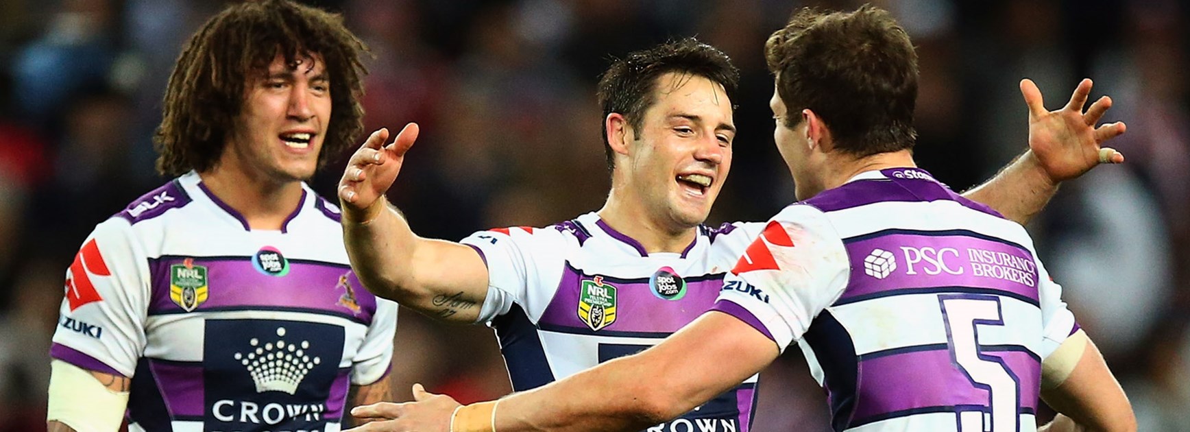 Cooper Cronk celebrates Melbourne's win over the Roosters.