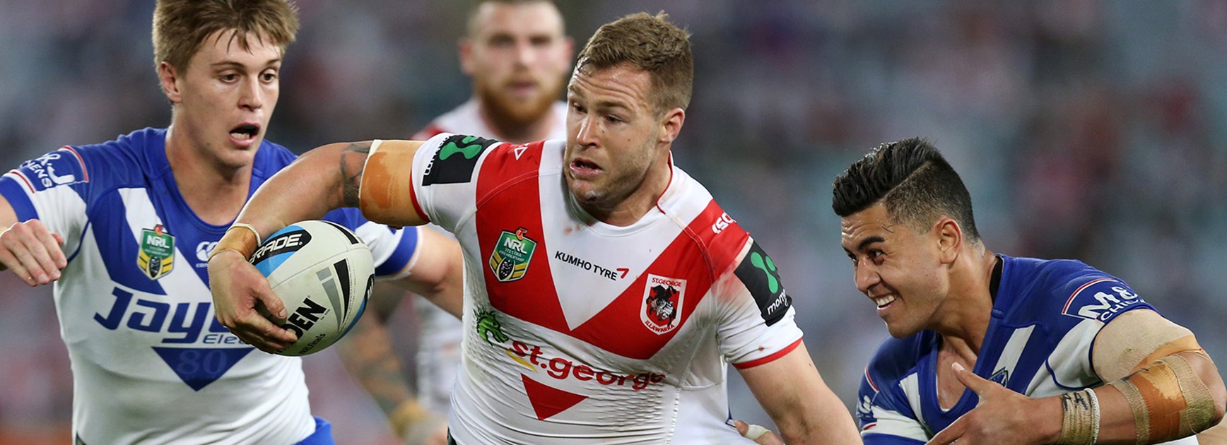 Departing Dragons forward Trent Merrin had a strong performance in his last game for the Red V.