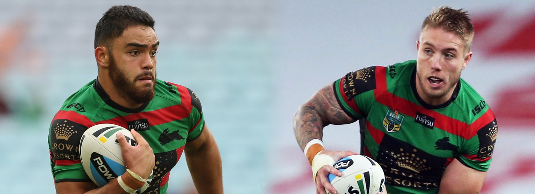 South Sydney's Dylan Walker and Aaron Gray.