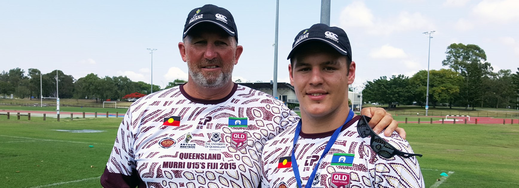 Brad Beetson with Jackson Weir, who was granted a scholarship to attend Ipswich Grammar through the Arthur Beetson Foundation.