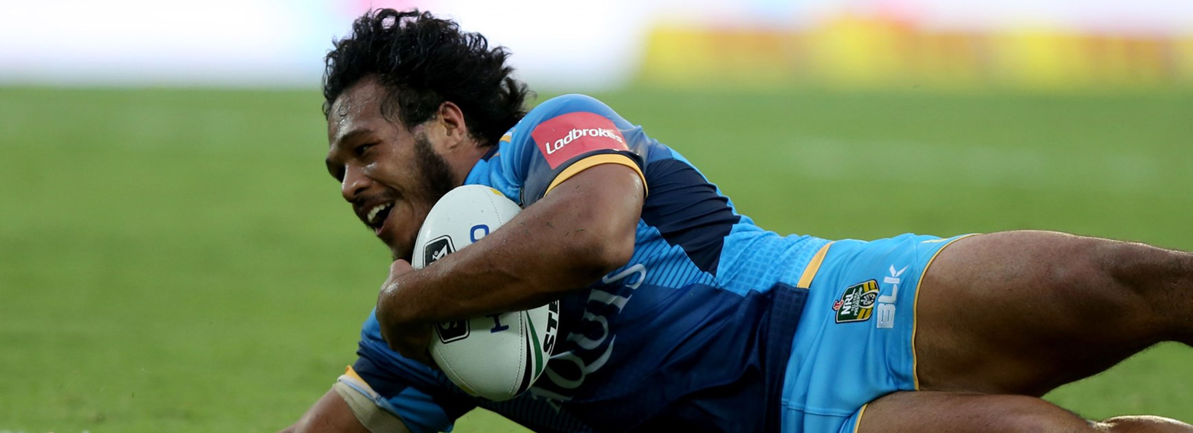 Agnatius Paasi crossing for a try and loving life as the Titans accounted for the Knights in Round 1.