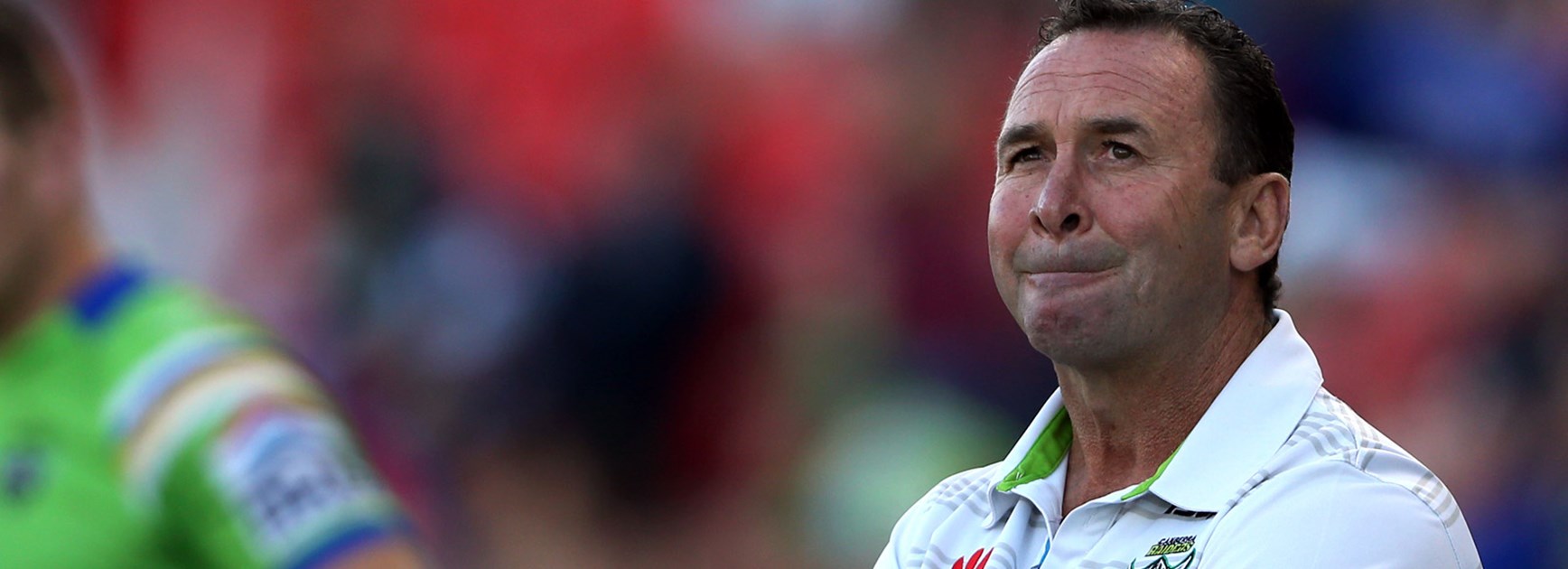 Raiders coach Ricky Stuart during his side's 24-all draw with the Knights.