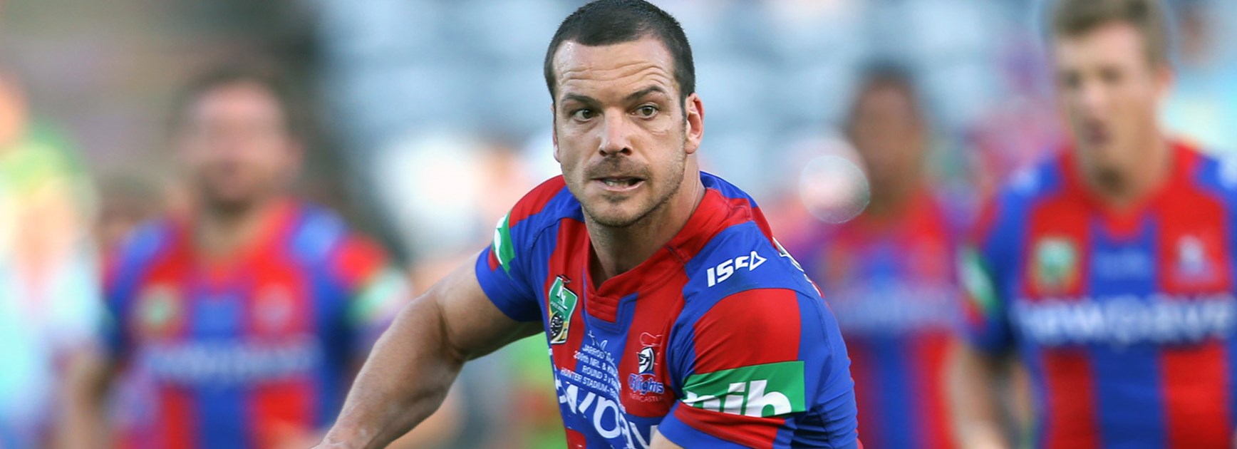 Knights five-eighth Jarrod Mullen in is 200th NRL game against the Raiders in Round 3.