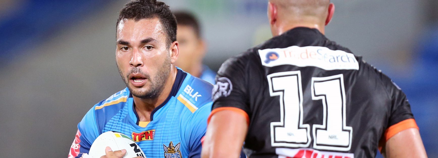 Ryan James in action for the Titans against Wests Tigers.
