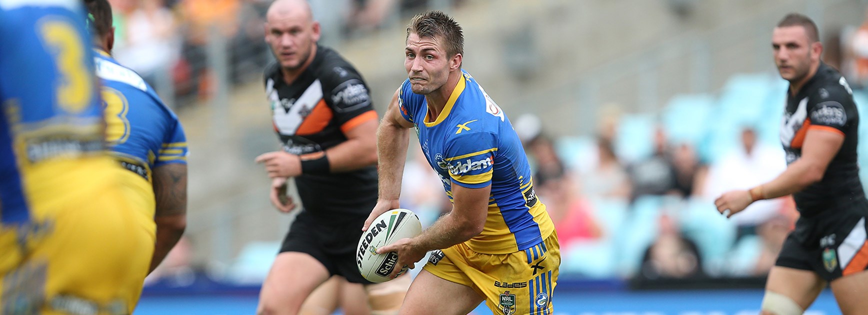 Eels halfback Kieran Foran played his 150th NRL game against the Tigers in Round 4.