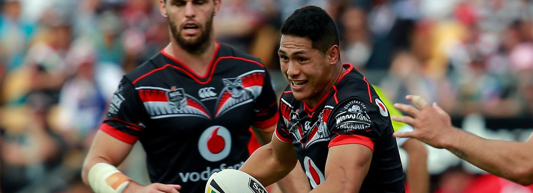 Roger Tuivasa-Sheck takes a run against the Melbourne Storm in Round 3.