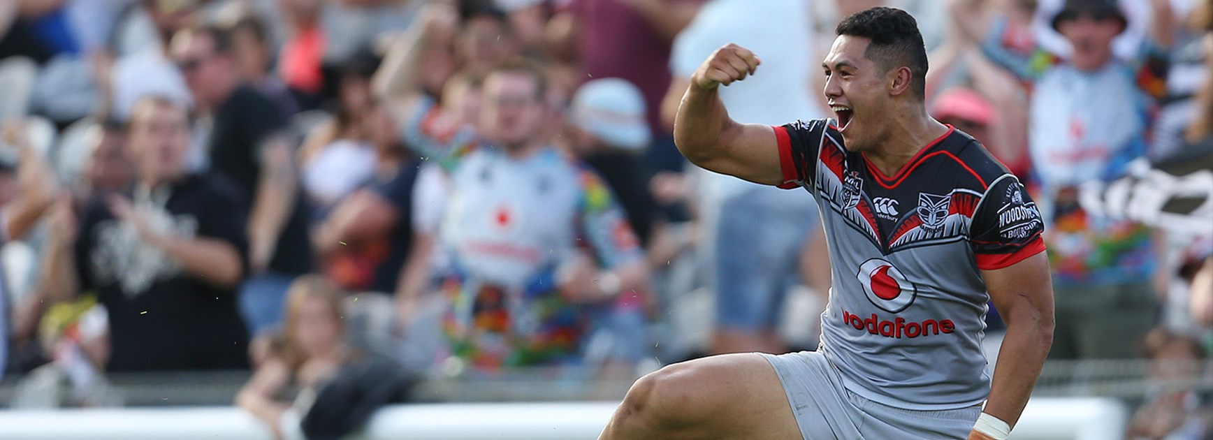 Roger Tuivasa-Sheck celebrates his match-winning try in golden point against his former team.
