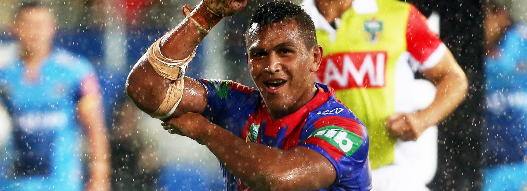 Knights prop Daniel Saifiti scored a try against the Titans in Round 1.