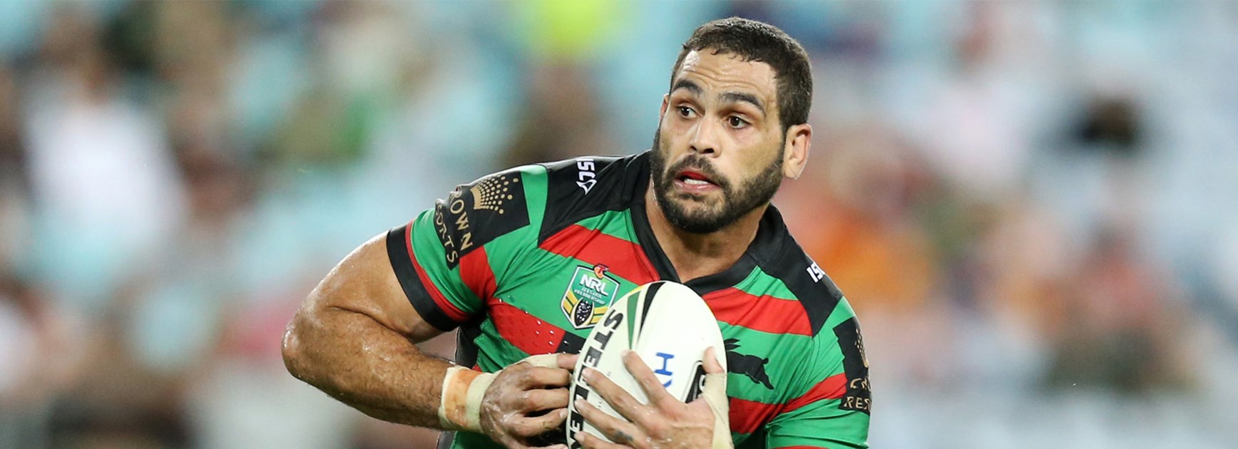 Greg Inglis takes a run during the Rabbitohs' Thursday night game against the Tigers.