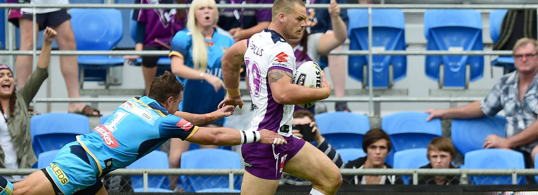Cheyse Blair scored on his Melbourne Storm debut against the Titans.
