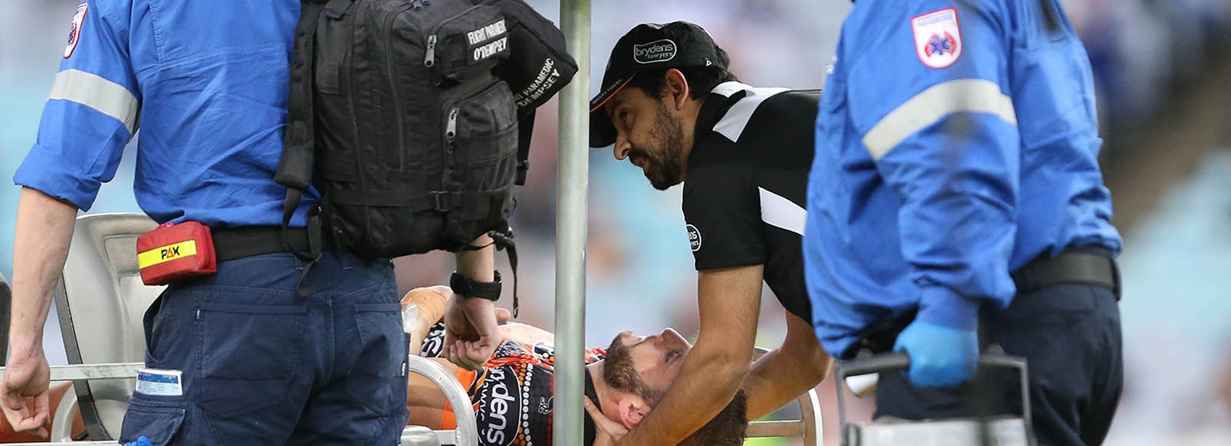 Robbie Farah was injured during his side's clash with the Bulldogs at ANZ Stadium.