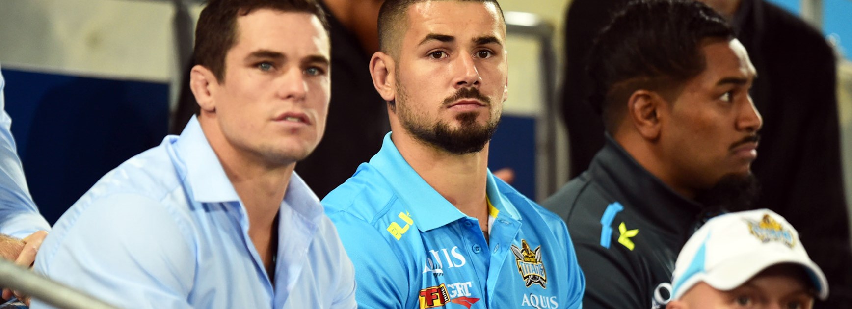 Titans recruit Nathan Peats watched on as his new side defeated the Roosters.