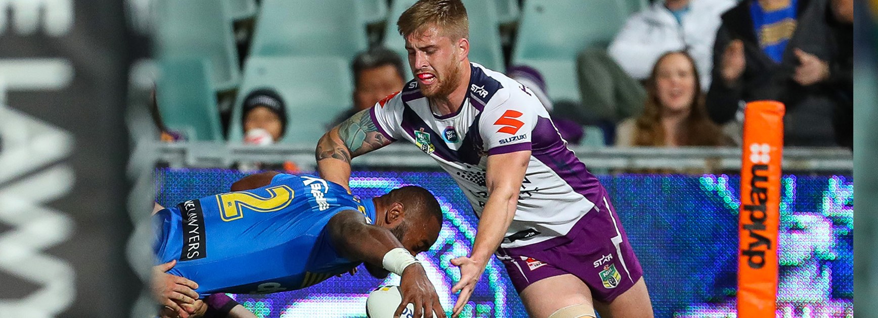 Semi Radradra is stopped by Cameron Munster just before the try line.