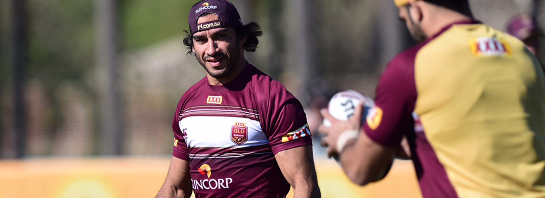 Maroons playmaker Johnathan Thurston in training with the Queensland team.