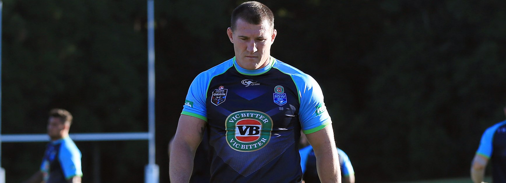 NSW captain Paul Gallen during training in the lead-up to Game One.
