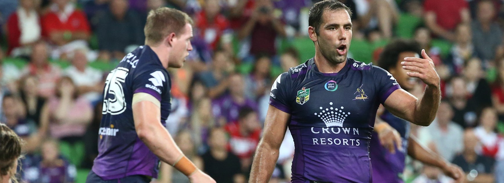 Cameron Smith in action for the Storm against the Dragons in Round 1.