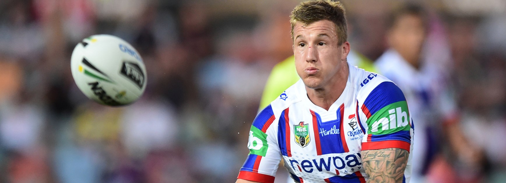 Knights co-captain Trent Hodkinson against the Cowboys in Round 13.