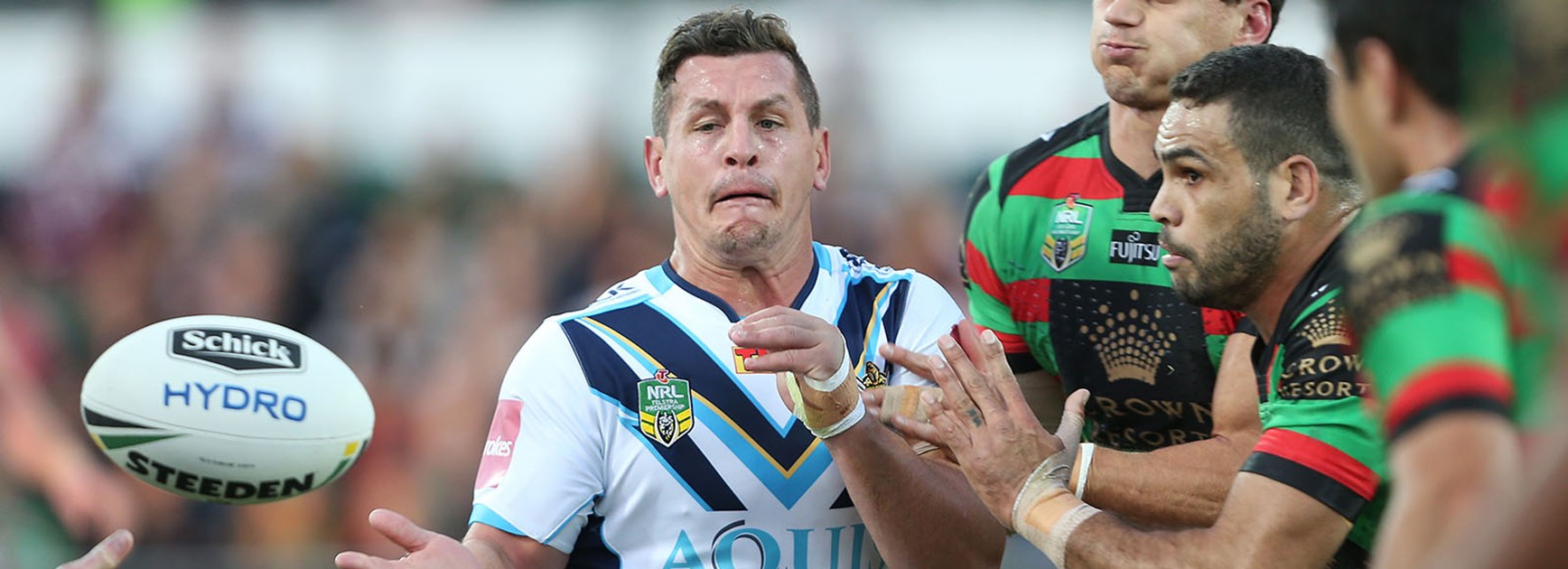 Greg Bird takes on the Rabbitohs defence in Perth.