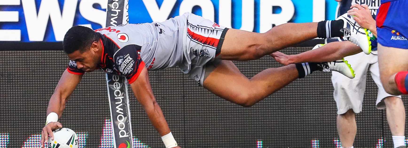 Warriors winger David Fusitu'a scored four tries against the Knights in Round 14.