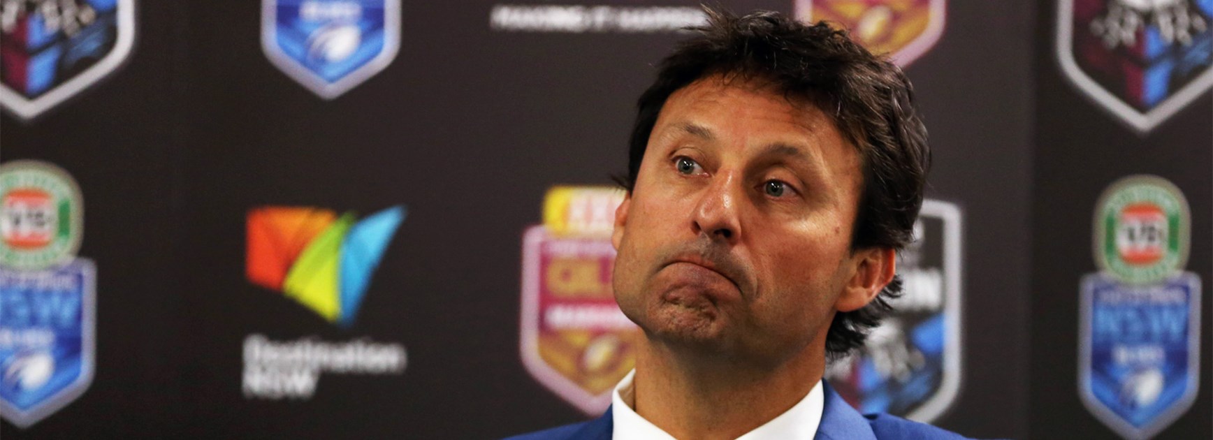 NSW coach Laurie Daley addresses the media after State of Origin I.