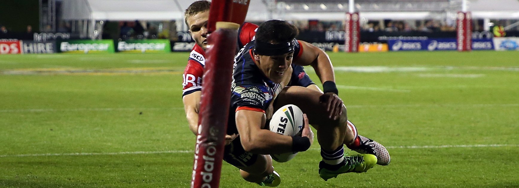 Warriors hooker Nathaniel Roache was forced to play on the wing against the Roosters in Round 15.