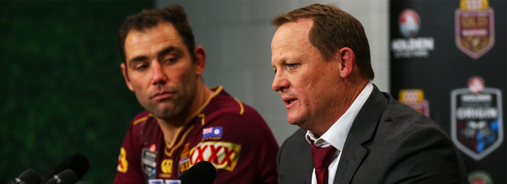Queensland coach Kevin Walters with Maroons skipper Cameron Smith.