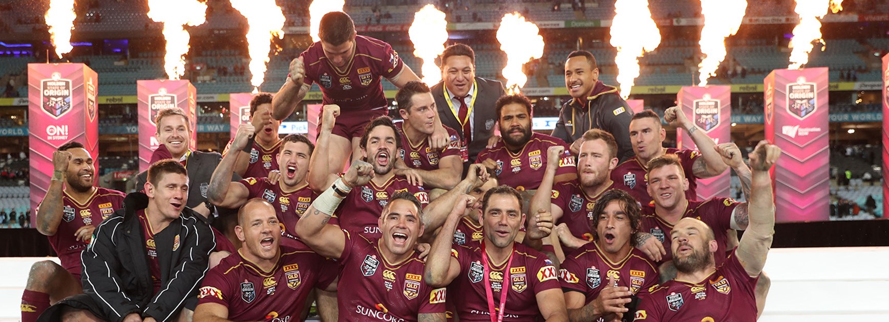 Queensland celebrate their 10th Series win from the last 11.