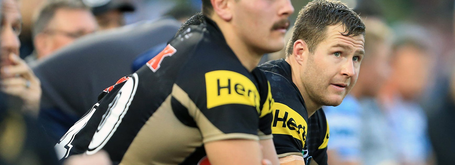 Trent Merrin watches on as his Panthers side eventually went on to lose to the Sharks in Round 18.