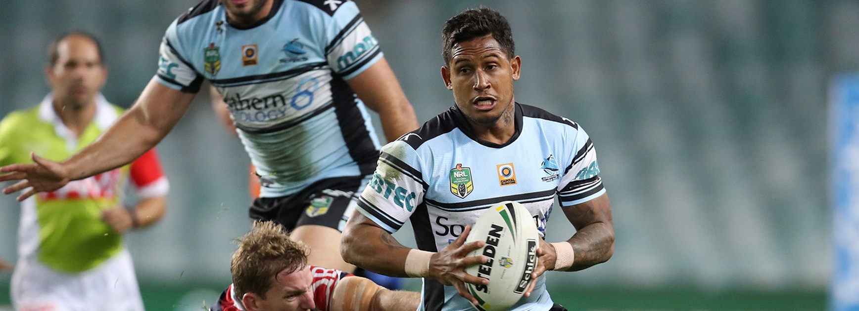 Ben Barba in action against the Roosters in Round 19.