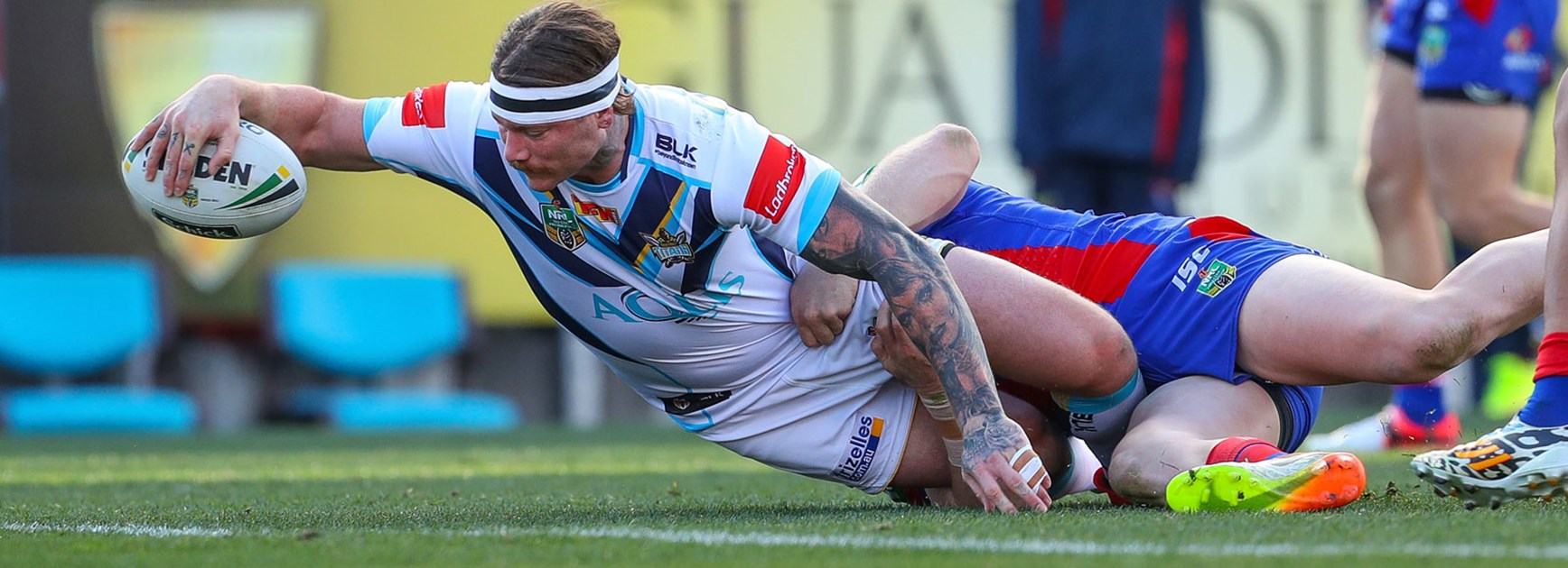 Titans back-rower Chris McQueen scored a try against the Knights in Round 24.