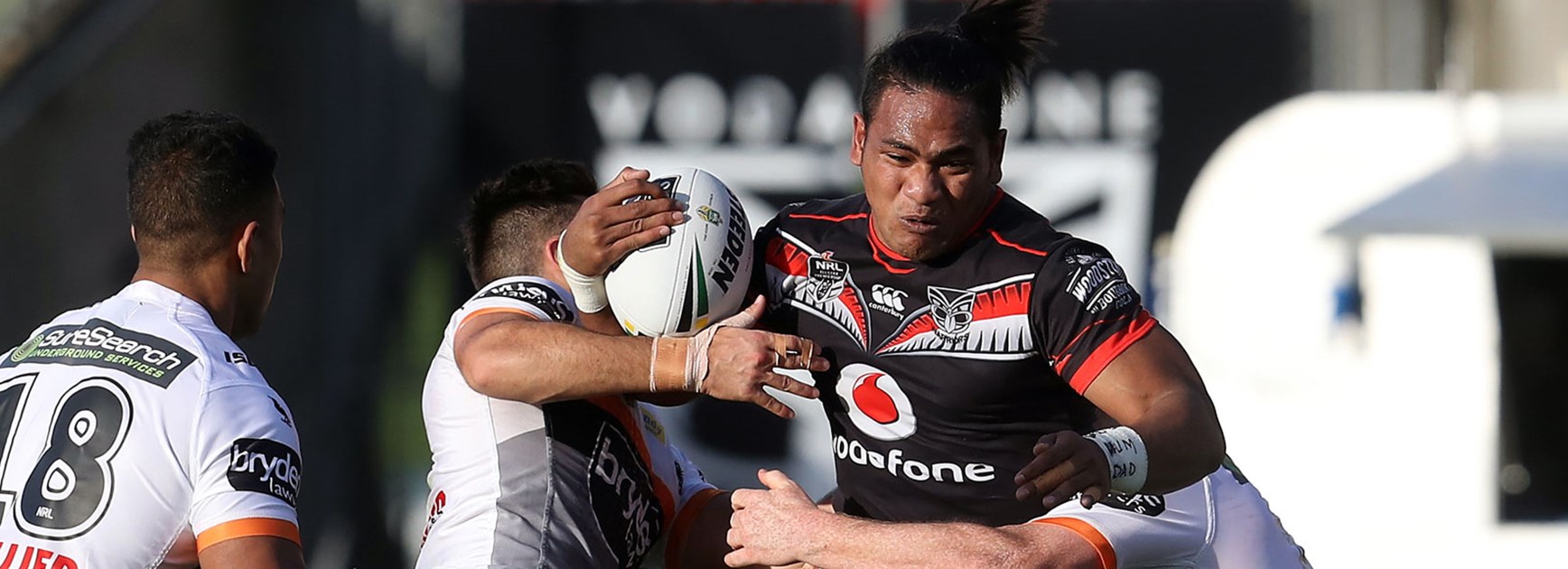 Warriors centre Solomone Kata against Wests Tigers in Round 25.