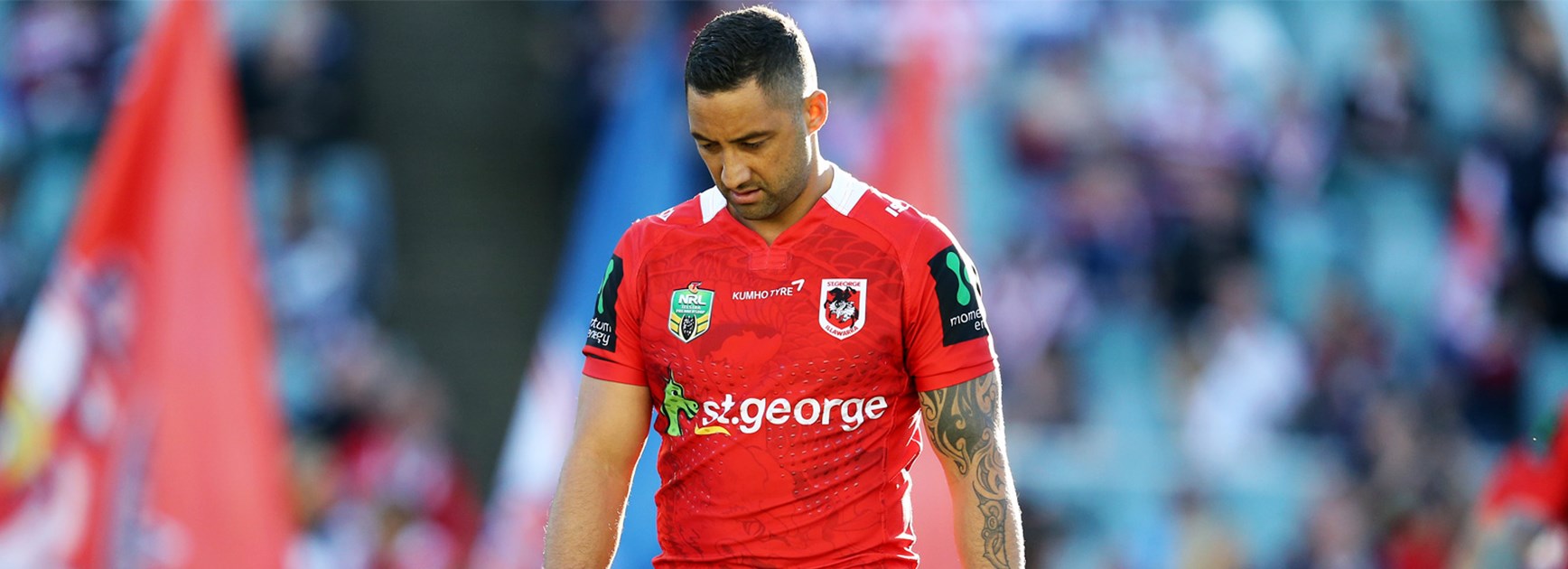 Dragons halfback Benji Marshall during his team's Round 24 clash with the Roosters.