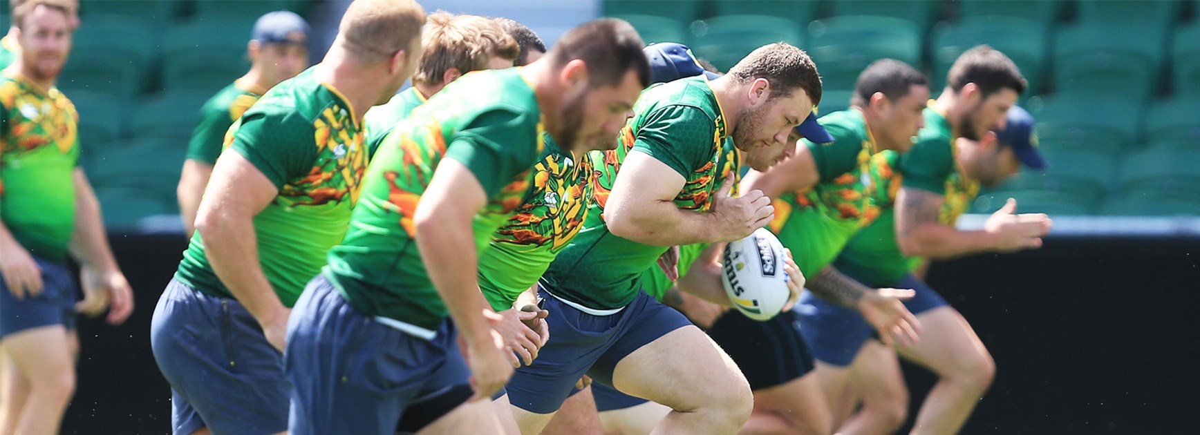 Shannon Boyd (centre) and the Kangaroos at training.