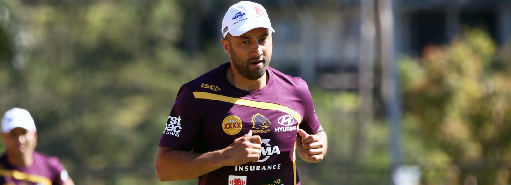 Benji Marshall hits the track during pre-season training with his new club the Broncos.