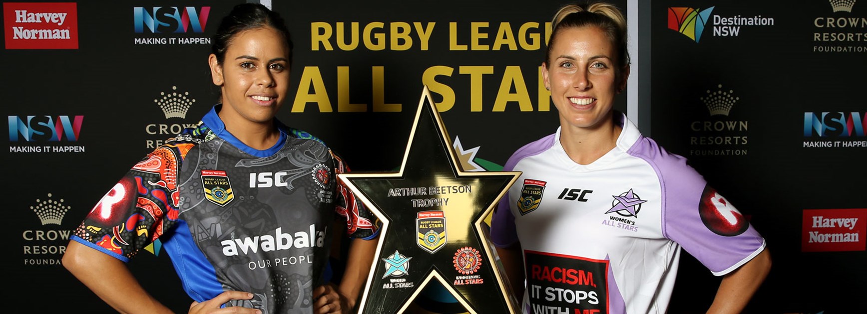 Nakia Davis-Welsh and Sam Hammond at the launch of the 2017 All Stars games.