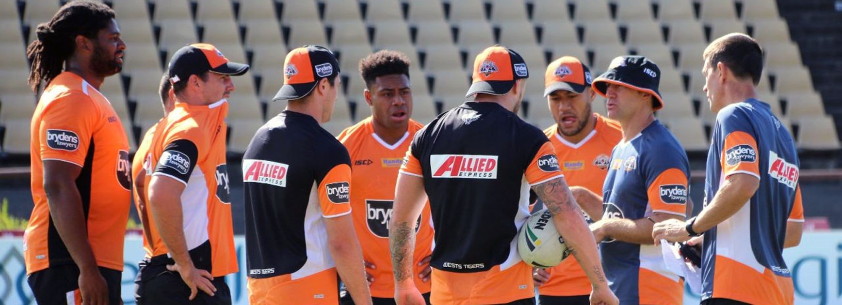 Wests Tigers players during pre-season training.