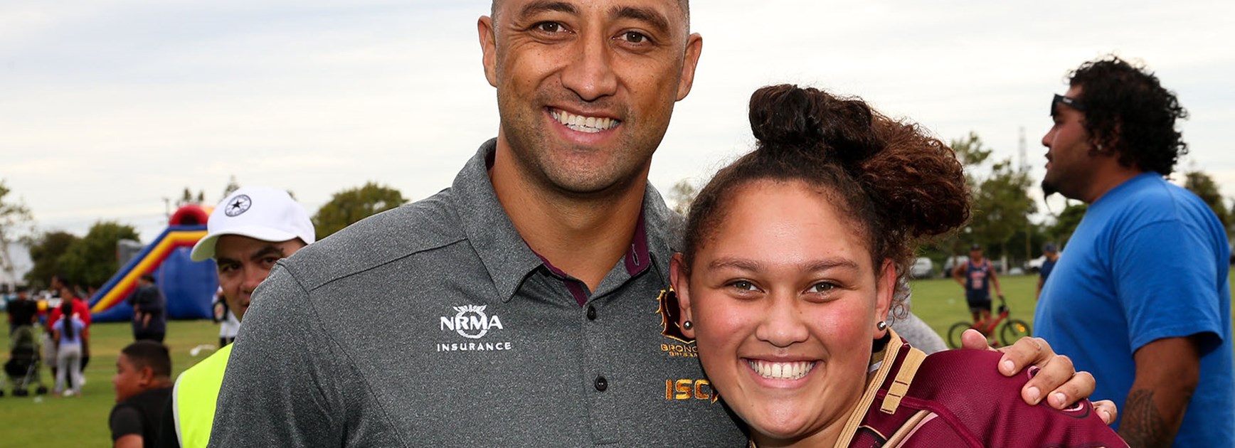 Benji Marshall meets fans during the Downer NRL Auckland Nines weekend.