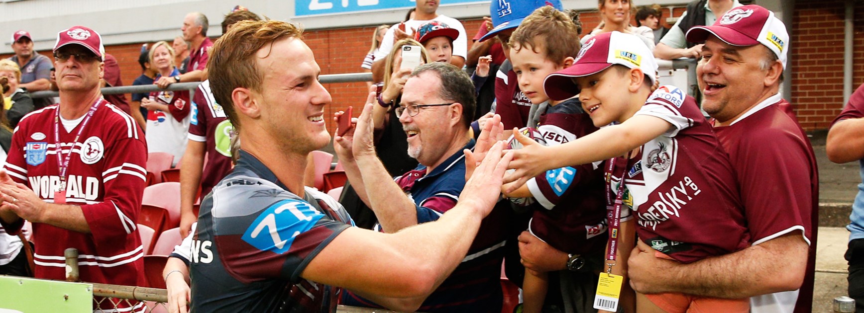 Daly Cherry-Evans greets Manly fans after the Sea Eagles' Round 4 win over Canterbury.